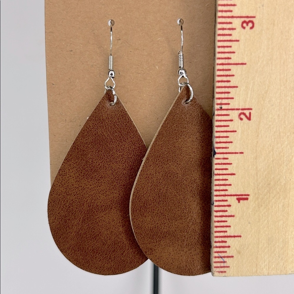 Faux Leather Dangle Earrings  Fashion Jewelry - Picture 2 of 5